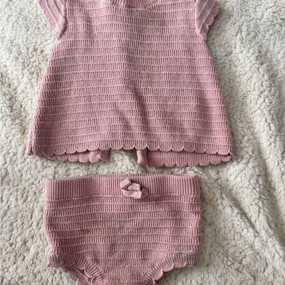 Pink Knit Baby Outfit